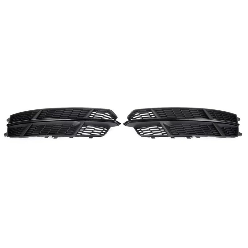 Pair of Gloss Black Honeycomb Fog Light Grille Covers for Audi A6 C7 S-Line and S6, 2015–2018