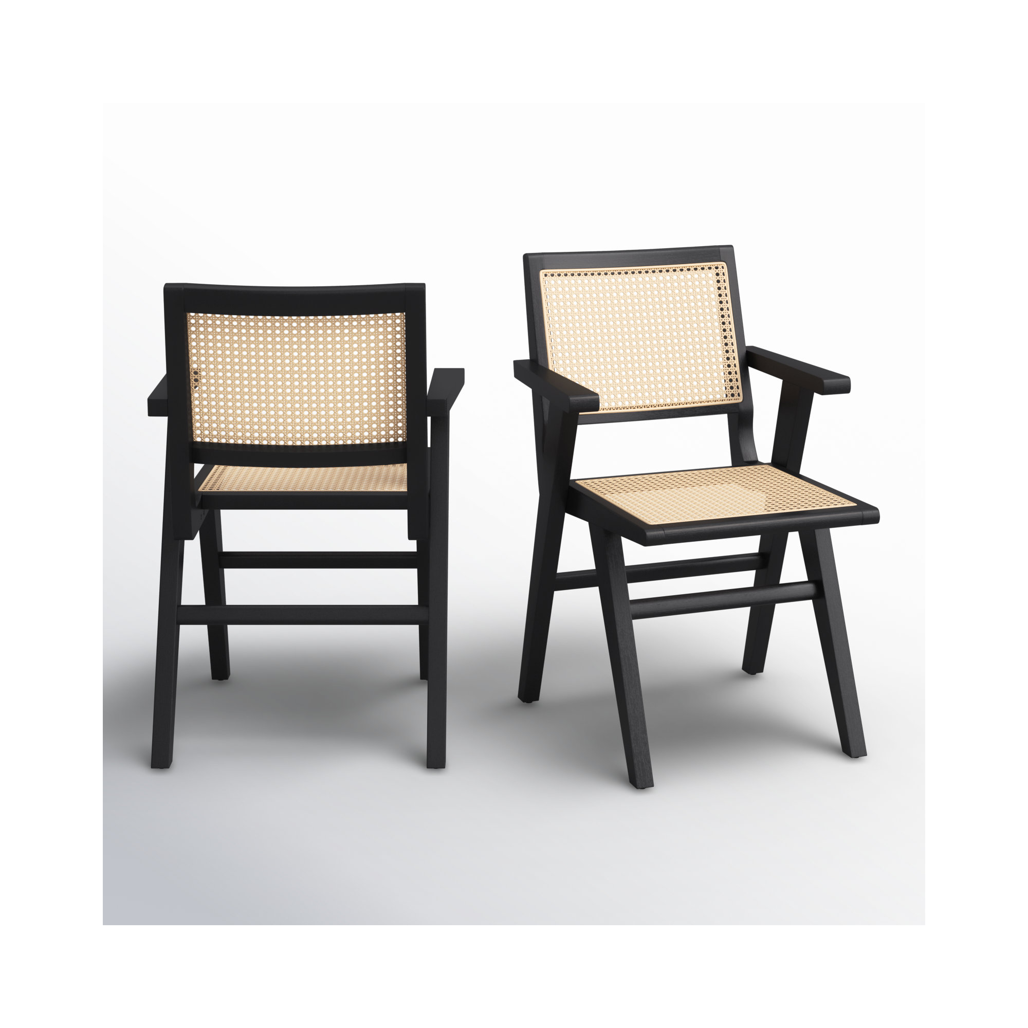 Atticus Cane Arm Chair, Black