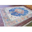 Exquis grand tapis turc rétro bleu pour une touche artistique et éclectique à votre bureau ou salon
