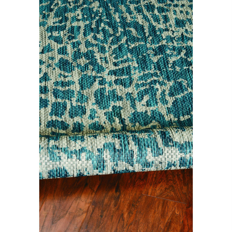 Tapis bleu sarcelle géométrique touffeté, Rectangle de 5 pi x 8 pi