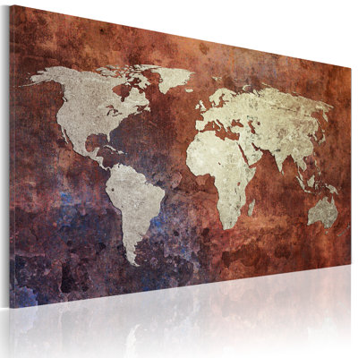 Rusty Map Of The World - No Frame Print on Canvas