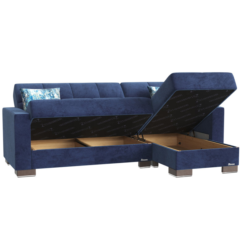 Chaise longue convertible avec rangement Primenest Nimbusflow, Blue Chenille