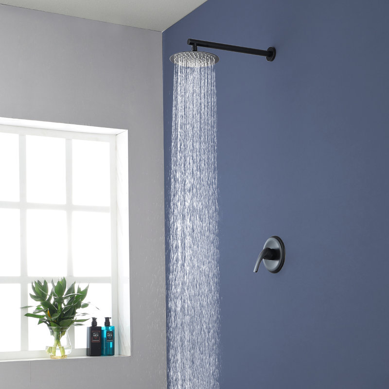 Système de douche complet à pression équilibrée, 3,4 gallons par minute, Noir mat