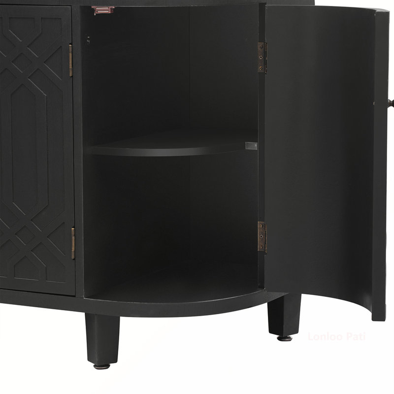 Armoire de rangement courbée exquise avec tablettes réglables pour divers espaces, Noir