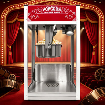 Commercial 16 Oz Theater Popcorn Machine, 1450W High Capacity Countertop Popcorn Popper, Up to 80 Cups Per Batch, 3 Independent Switch Control, Heavy Duty Steel Frame, Tempered Transparent Glass Window, Red Vintage Movie Style Popcorn Maker