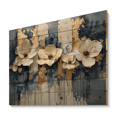 Golden Marble Dogwood Tree Horizon II - Dogwood Wood Wall Decor - On Natural Pine Wood