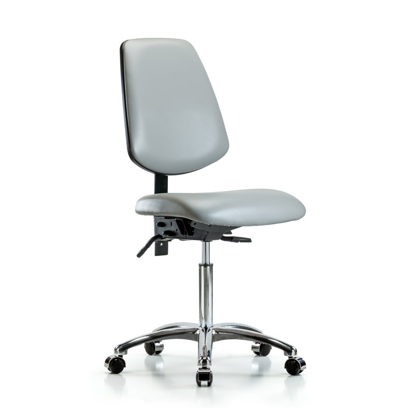 Elijah Vinyl Task Chair, Casters, Dove, Not Included