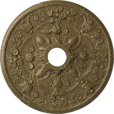 Endurathane Rose Ceiling Medallion, 30 7/8"OD x 3 5/8"ID x 1 3/8"P (Fits Canopies up to 5 1/4"), Hand-Painted Mississippi Mud Crackle Finish