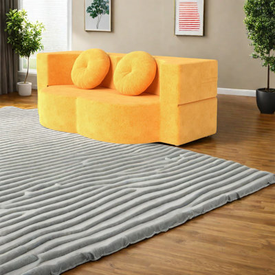 Portable Foam Sofa Bed, Yellow Twin Sleeper Couch For Modern Living