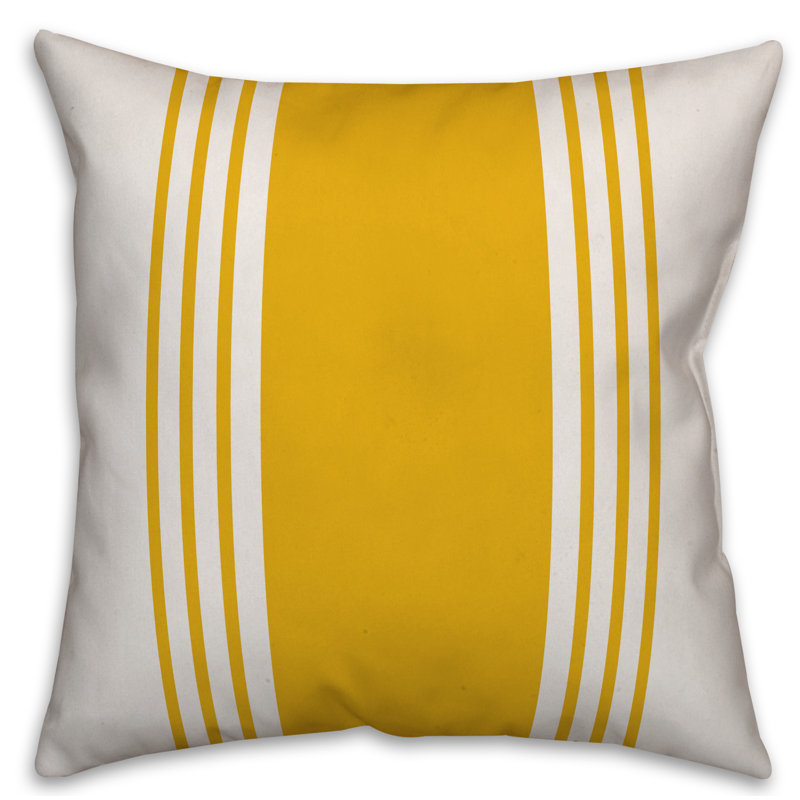 Coussin Farmhouse, 20 po x 20 po, Pas de bourre, Blanc / Jaune