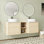 Meuble-lavabo double 60 po avec dessus en pierre reconstituée et portes à fermeture en douceur 60 po