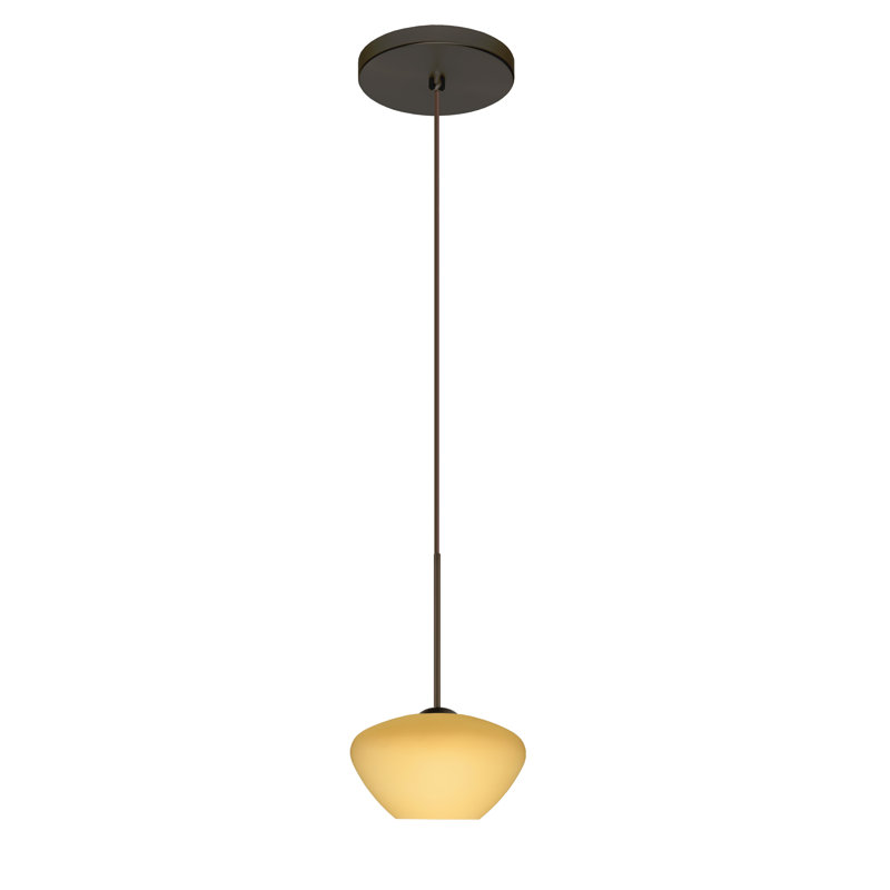 Luminaire suspendu géométrique à 1 lumière Srinivas, Vanille matte, Bronze, DEL