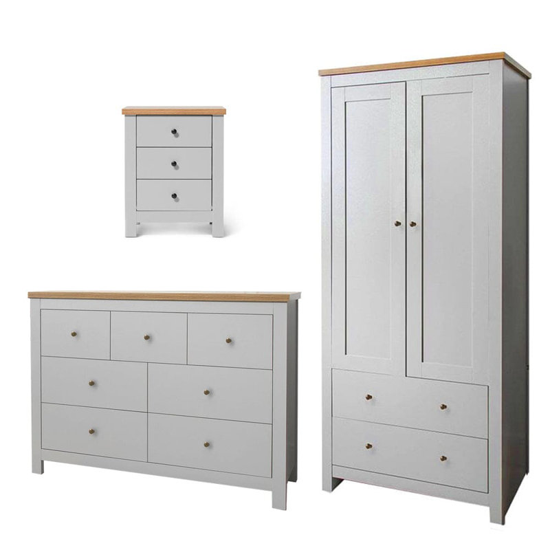 Maryhannah 2 Door Manufactured Wood Wardrobe, Stone Grey