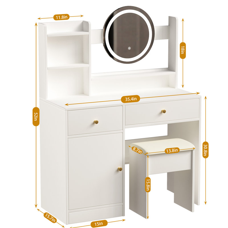 Meuble-lavabo blanc avec miroir et lumières