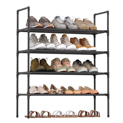 4-Tier Shoe Rack, Shoe Storage for Entryway Closet, Slim and Space-Saving, Steel Frame, Non-Woven Fabric Shelves, Black