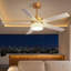 Ventilateur de plafond à DEL 52 po à pales réversibles d'intérieur en cristal doré avec télécommande et tige verticale incluse, pales deux tons-787728126