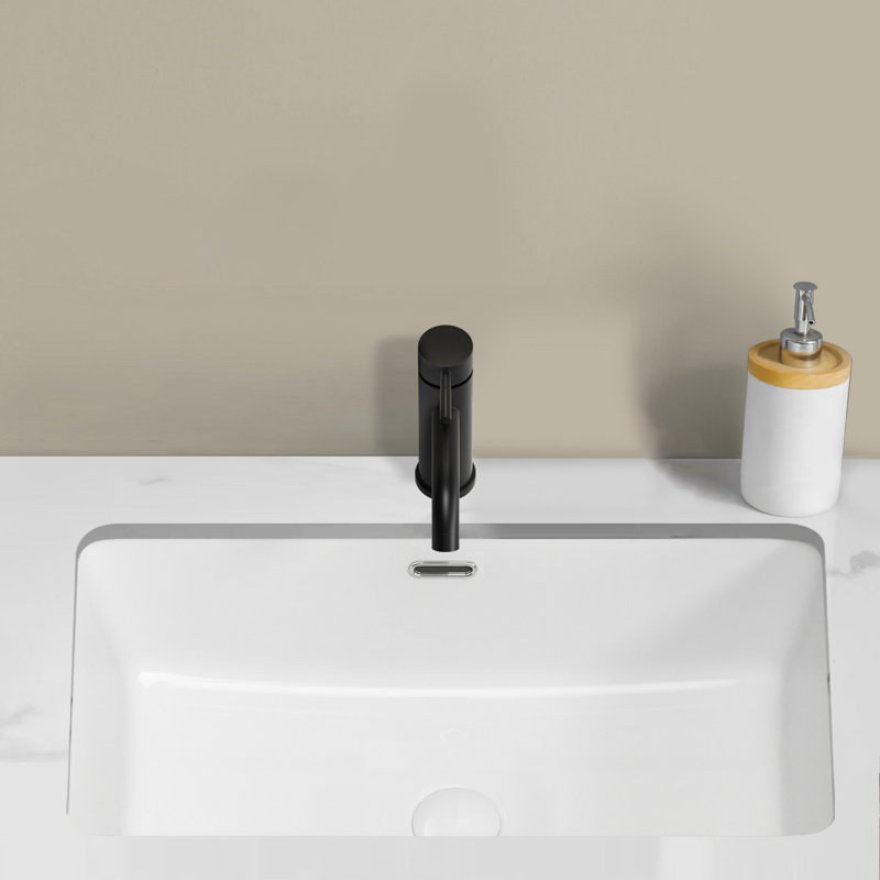 27,56 po Lavabo de salle de bain encastré rectangulaire en céramique blanc lait