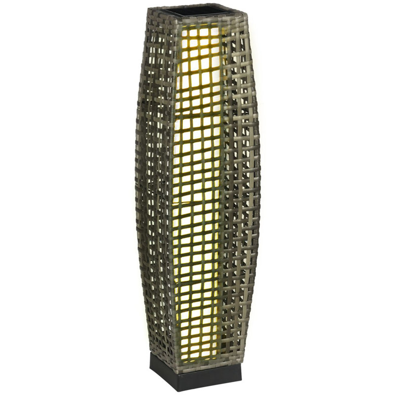 Lampe de plancher solaire Outsunny, lanterne de jardin d'extérieur et allée décorative avec lumières DEL automatiques pour le porche, la cour, la pelouse, la cour, la terrasse, gris