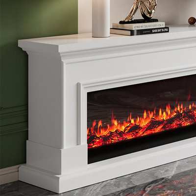 French minimalist electronic fireplace TV stand by Bkoksety