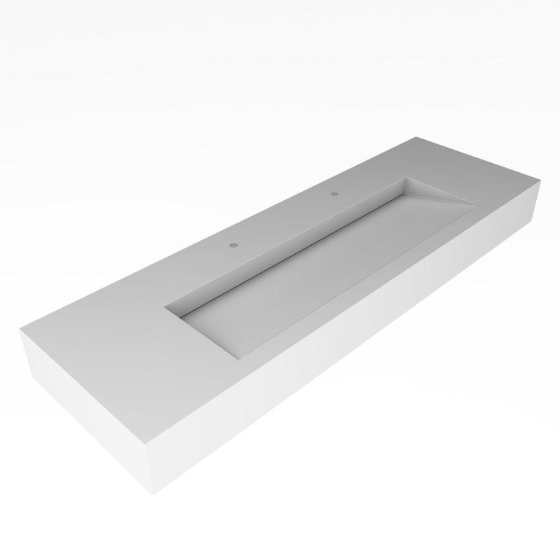 Boyter 60'' Solid Surface Rectangular Wall Mount Bathroom Sink, White