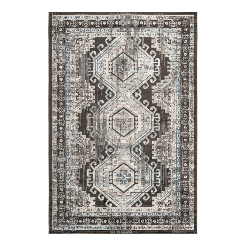 Tapis oriental gris Shanil, Rectangle 6 pi 1 po x 9 pi