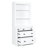 Tall White Bookshelf With Led, 3 Drawers And Open Shelves, For Living Room & Home Office, Solid Wood Frame, Board Led Lighted Modern Bookshelf, Drawer Room/home Wood, Construction