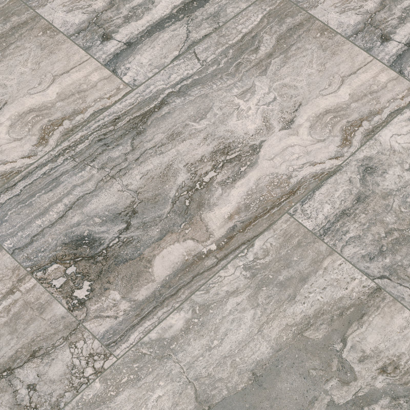 Beraldi 12 in. x 24 in. Matte Porcelain Stone Look Floor and Wall Tile, Basalt