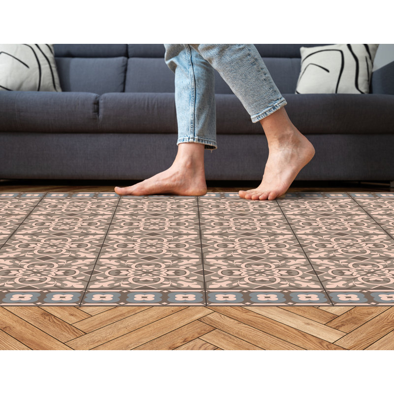 Emmerly Vinyl Machine Printed Area Rug, Rectangle 5'3" x 7'10.5"
