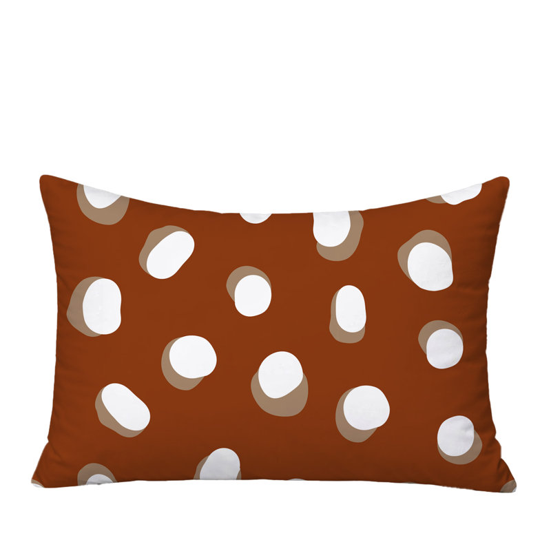 Oreiller réversible intérieur / extérieur Jayi Spots, 25 x 18, Orange brûlé