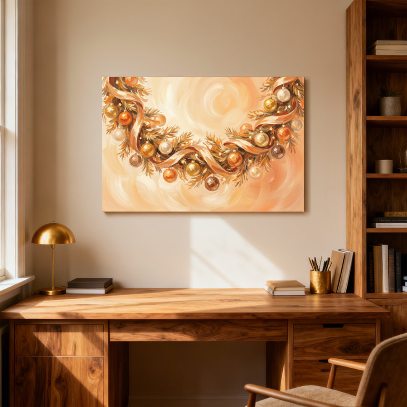 Ornements de Noël, rubans de pin, décoration de Noël, H 16 po x l 24 po