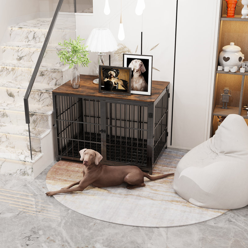 Harriet Furniture Style Crate with 3 Doors, Black, 81 cm H x 107.5 cm W x 71.5 cm D
