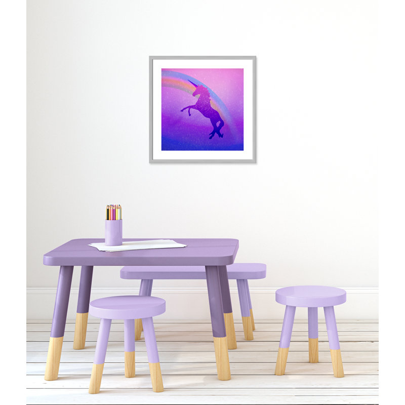 « licorne 2 », art encadré, H 23,5 po x l 23,5 po x P 1,19 po, Encadré de boîte argent
