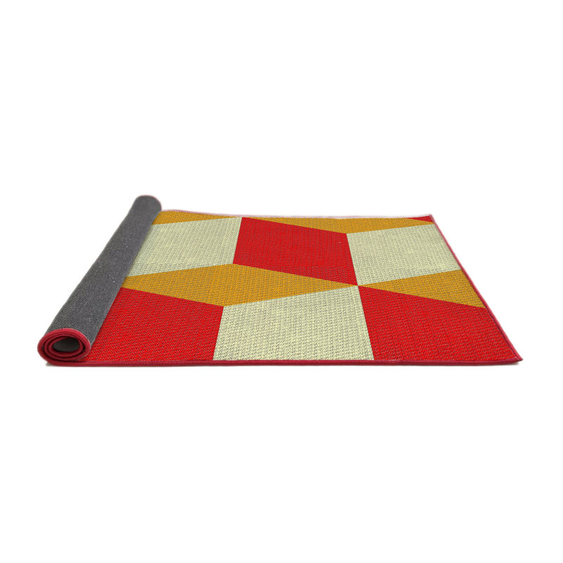 Rouge Tapis décoratif géométrique Ranney, Rond 8 pi
