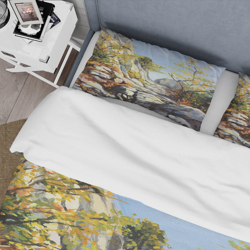 Marble Path In Autumn - Ensemble de housse de couette traditionnel - Microfibre de polyester