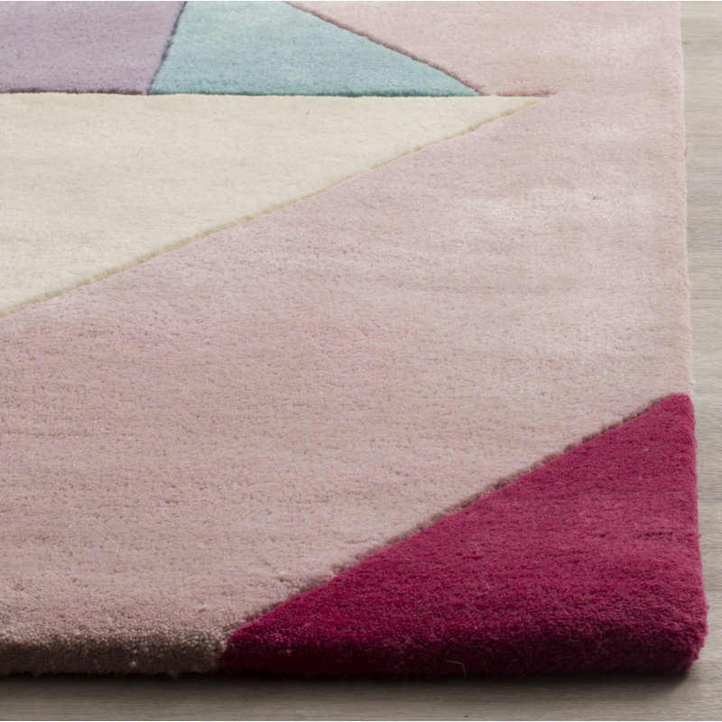 Harsirat Handmade Hand Tufted Wool Pink/Orange/Beige Rug, Round 7'