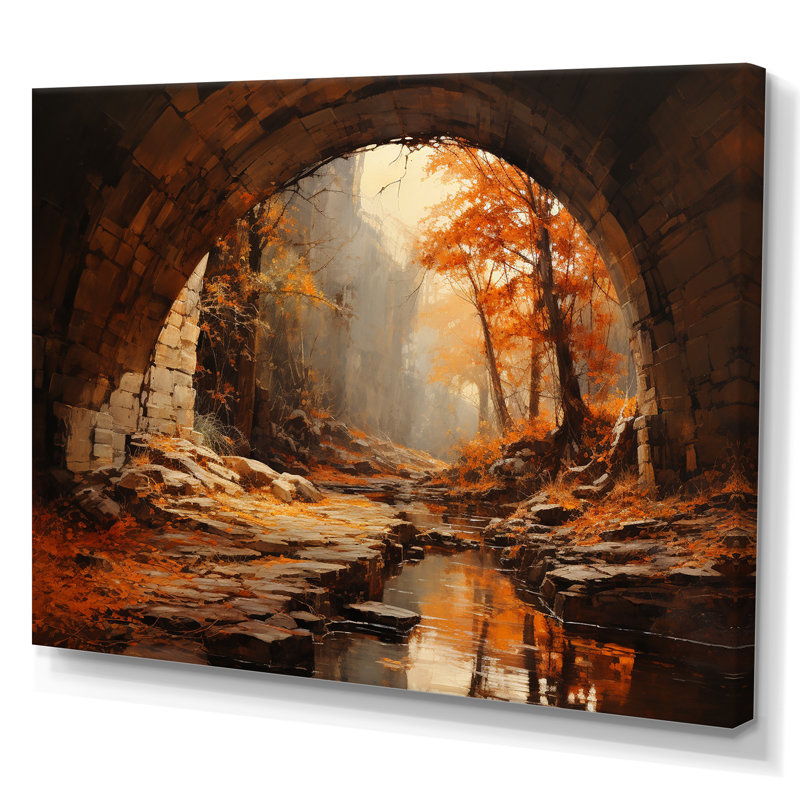 " Beige Tunnel Rustic Gateway I ", 34" H x 44" W x 1.5" D, Wrapped Canvas