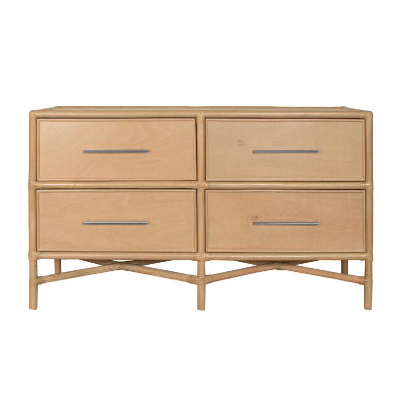 Venice 4 Drawers 54" W Double Dresser, Natural