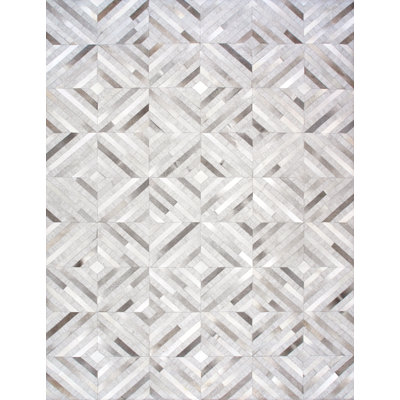 Galaxy Hand Stitched Cowhide Silver Area Rug