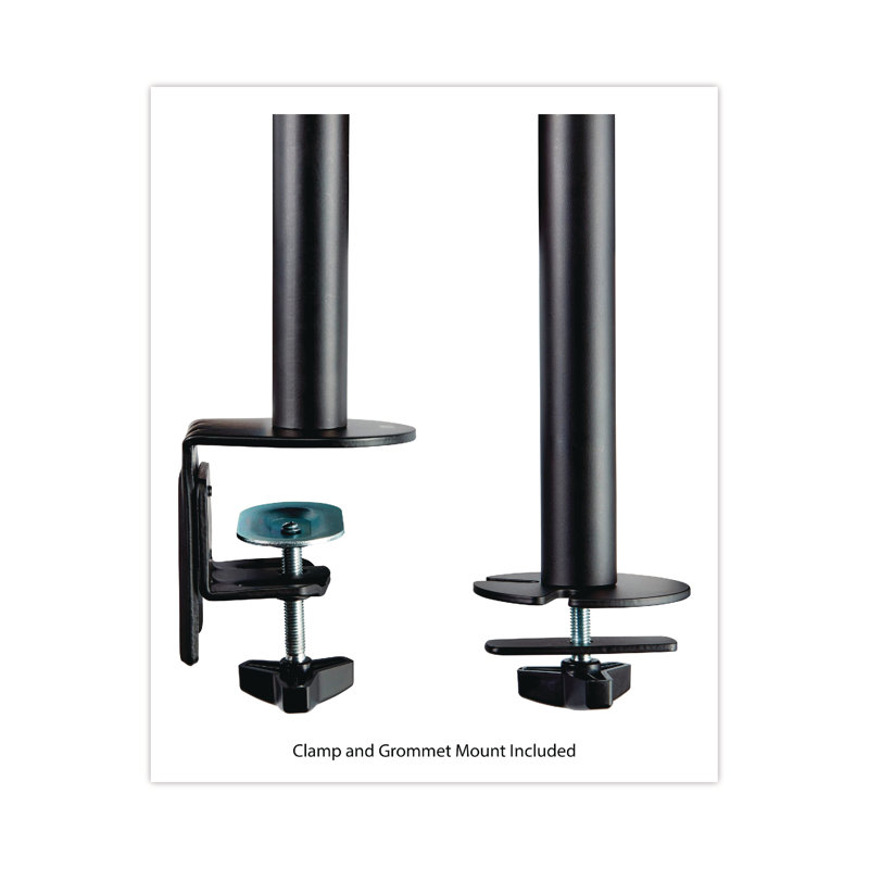 Black Dual Monitor Desk Clamp Mount with Adjustable Arms