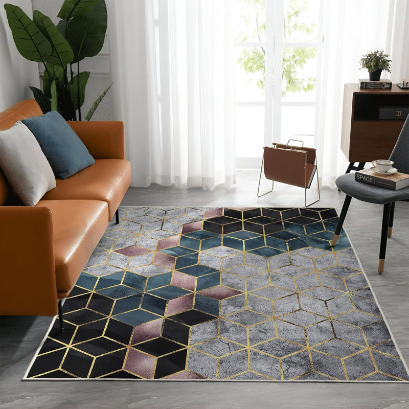 Luxurious Woven Area Rug, 100% Polyester, 23.6 x 39.4 inches | 650 g/m², 0.3 in Pile Height | Antibacterial, Non-Slip PVC Dot Underside, Machine Washable | 3D Digital Printing, Perfect for Living Room & Bedroom Decor