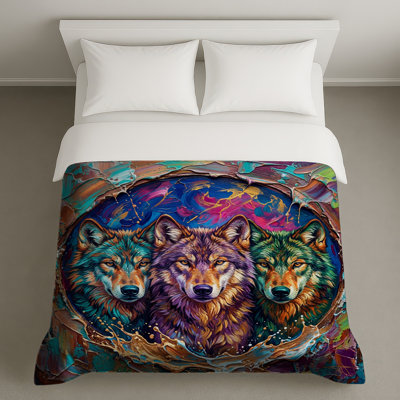 Three Wolves Painting Duvet Covers