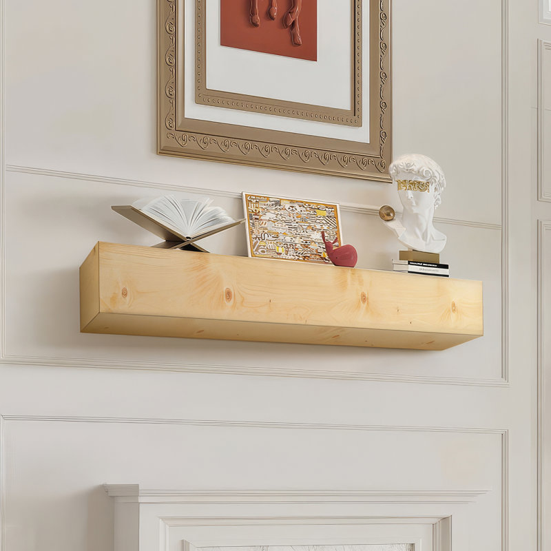 Ebern Designs Fireplace Mantel Wood Shelf Floating Rustic Fireplace Mantel 72", Natural