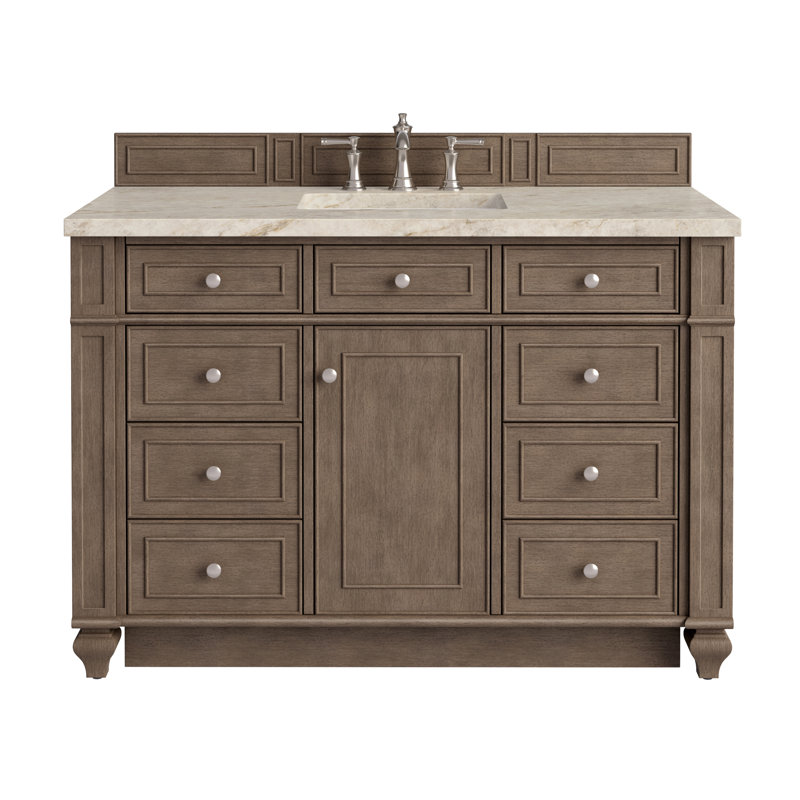 Bristol 48" W Single Vanity w/ FreePower Wireless Charger, Tajnar Eclos, Whitewashed Walnut