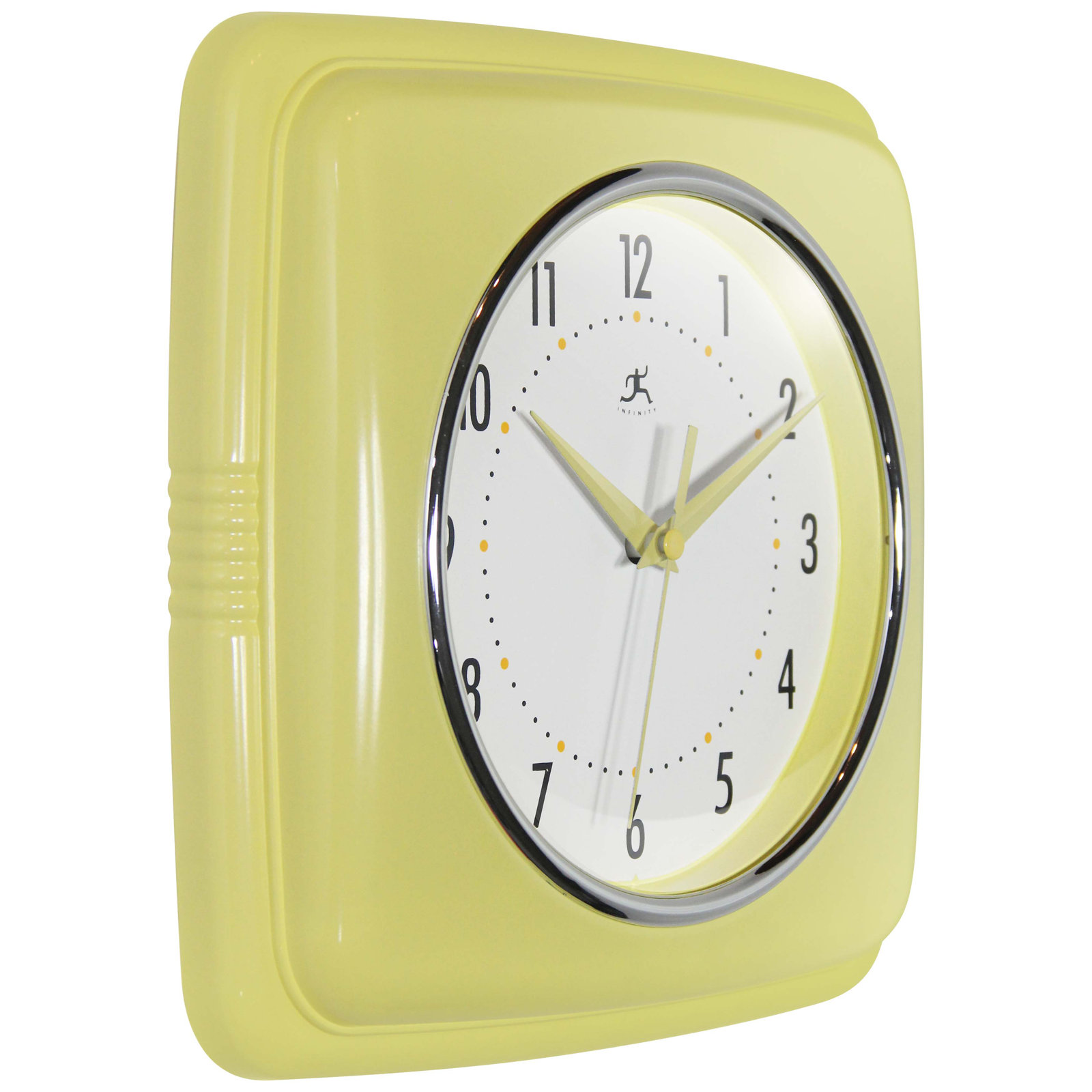 Orrwell Square Plastic Wall Clock 9.25 Inches, Yellow