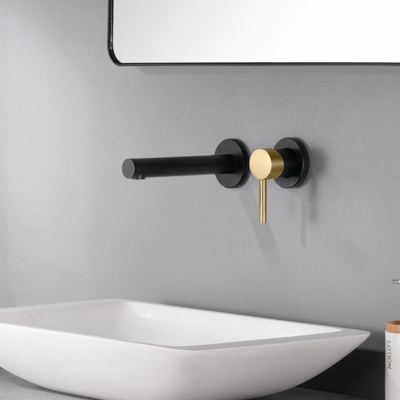 Robinet de lavabo de salle de bain, robinet de lavabo mural à poignée simple, robinet de meuble-lavabo avec valve brute en laiton