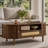 47.2" Mid-century Modern Oval Coffee Table With Rattan Sliding Door, Drawer & Open Storage, Solid Wood Legs-1167030751