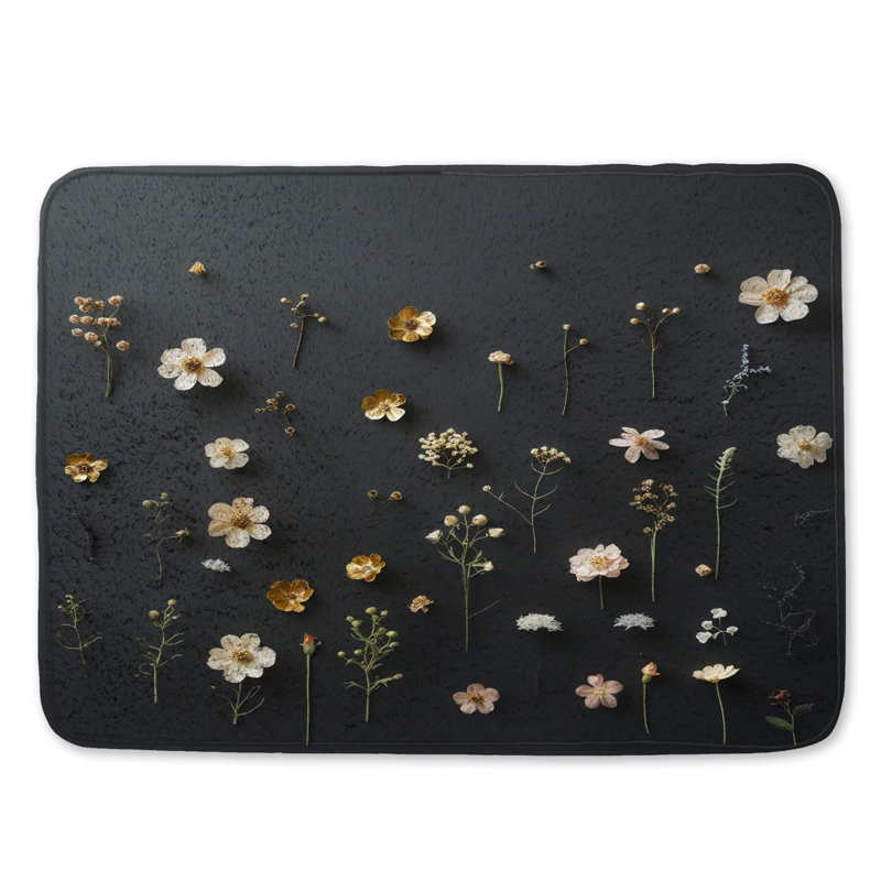 Tapis de bain à motif floral pressé, L 24 po x L 17 po