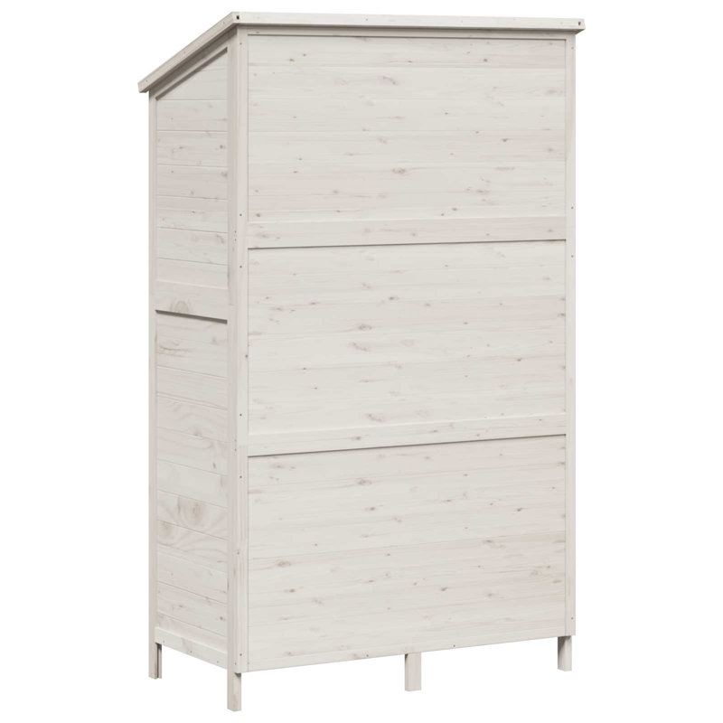 Vidaxl Garden Shed Solid Fir Wood Storage Cabinet Outdoor Modern Design Ample, White