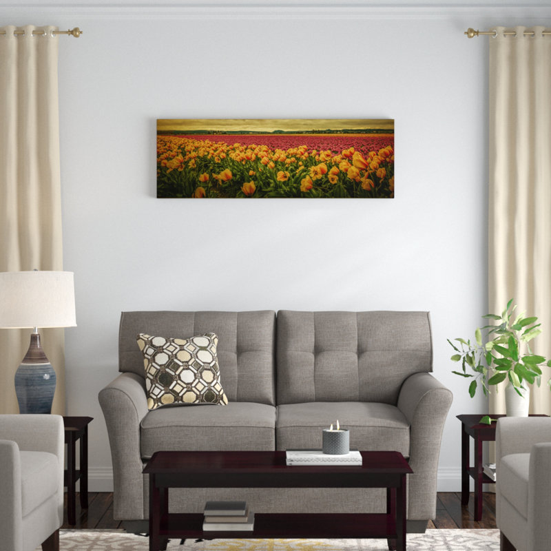 « spring field », reproduction de photo sur toile, H 12 po x l 36 po x P 1,5 po, Toile tendue