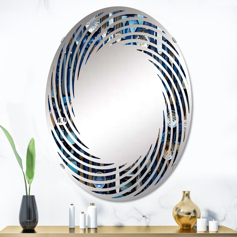 Simplicity In Silverware III - Miroir mural en spirale | Ovale, 35,4 po x 23,6 po